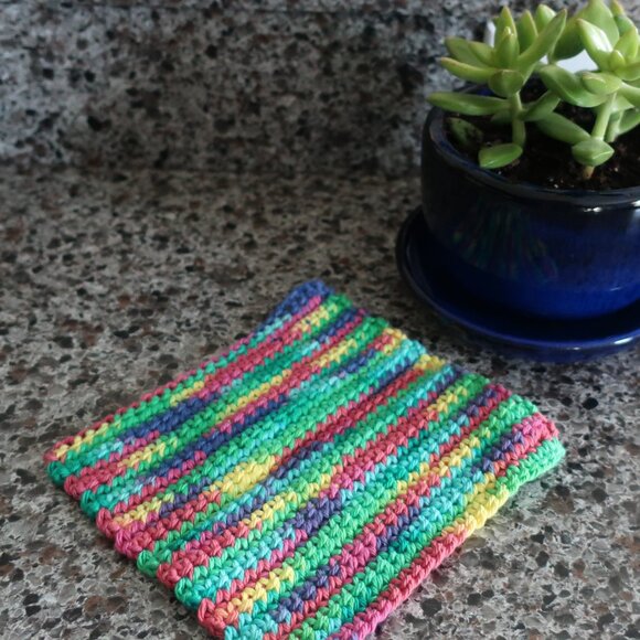 Multicolored Crochet Dish Drying Mats 100% Cotton Kitchen - Picture 4 of 15